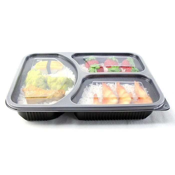 Еднократна кутия Bento PP 3 отделения за хранителни контейнери с капак