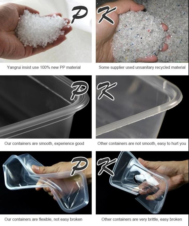 PP Disposable Plastic Food Container Clear Plastic Meal Prep Containers