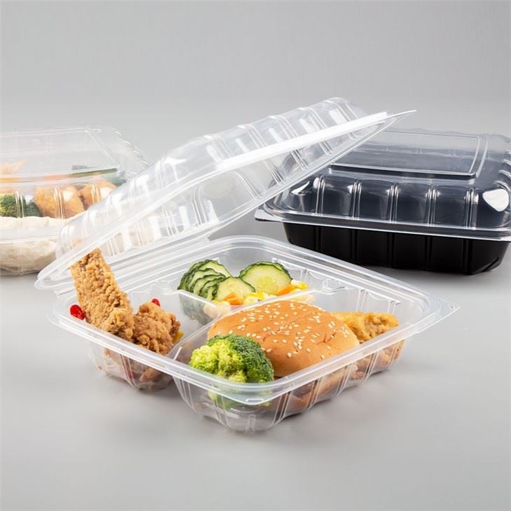 Food Packaging Container Disposable Clamshell Lunch Box Take Away Food Containers 9x9x3 3cmpt Clear Bottom With Hinged Lid
