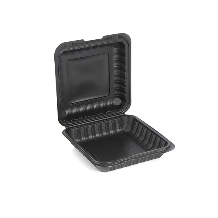 8inch Black Eco Friendly Microwavable Clamshell Plastic Takeaway Food Container Disposable Lunch Box For Food Packaging