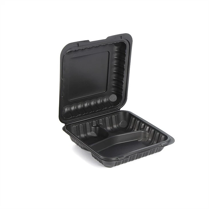 8inch Black Eco Friendly Microwavable Clamshell Plastic Takeaway Food Container Disposable Lunch Box For Food Packaging
