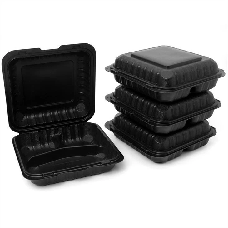 High Quality Microwavable 9x9x3inch Take Away Reusable Food Storage Bento Box Disposable Meal Prep Food Containers