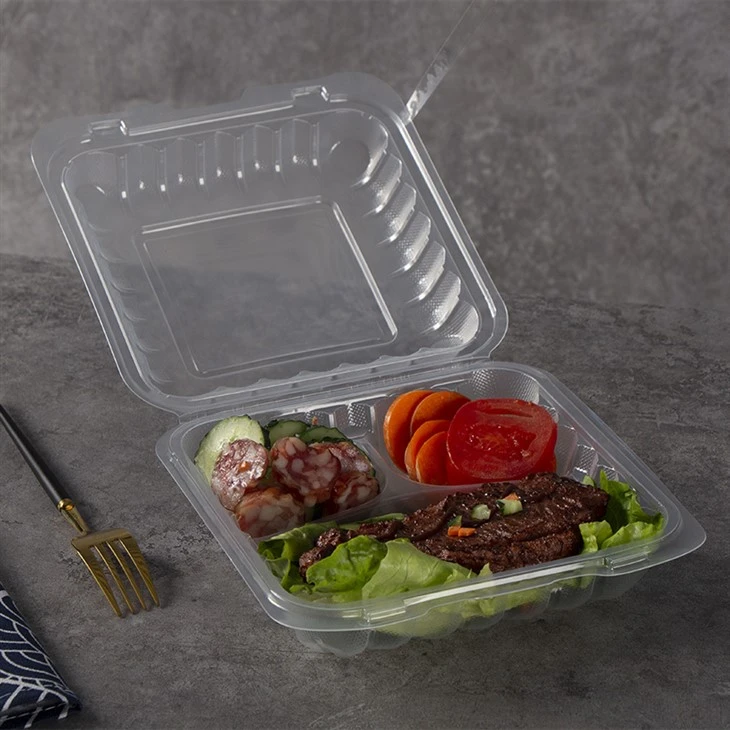 Прозрачни пластмасови контейнери за обяд Bento Box за еднократна употреба