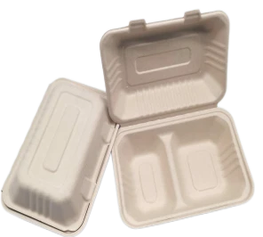 Контейнери To Go с капаци Bagasse 2 отделения